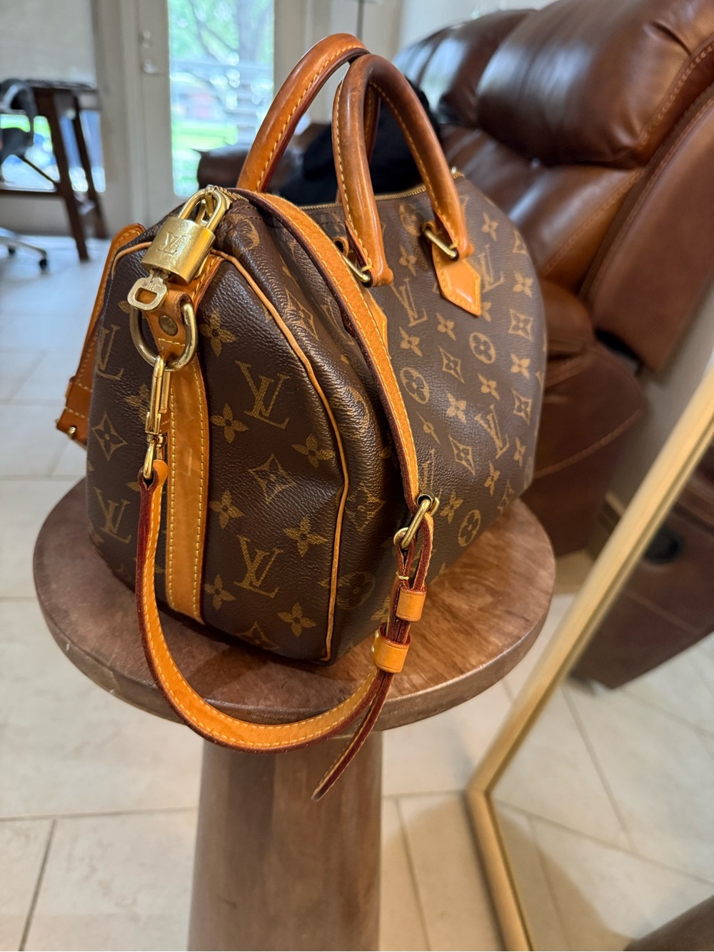 Louis Vuitton Speedy 25 Bandouliere strap Shoulder Bag Brown monogram Canvas